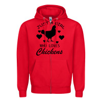 Red Just A Girl Who Love Chickens Zipper Hoodie - Bettercallsaul