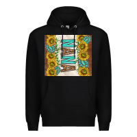 Black nana sunflowers and turquoise gemstones Premium Hoodie - TumblerDesignByShophia