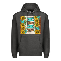 Charcoal Heather nana sunflowers and turquoise gemstones Premium Hoodie - TumblerDesignByShophia