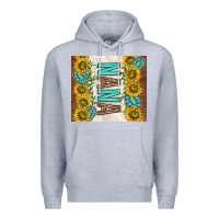 Heather Grey nana sunflowers and turquoise gemstones Premium Hoodie - TumblerDesignByShophia