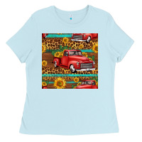 Baby Blue western farm truck seamless pattern Ladies Tee - HRA Design Shop
