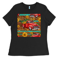 Black western farm truck seamless pattern Ladies Tee - HRA Design Shop
