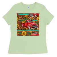 Matcha western farm truck seamless pattern Ladies Tee - HRA Design Shop