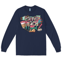 Navy coffee teach repeat teacher Long Sleeve Tee - NancyCooperArtShop