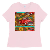 Bubblegum Pink western farm truck seamless pattern Ladies Tee - HRA Design Shop
