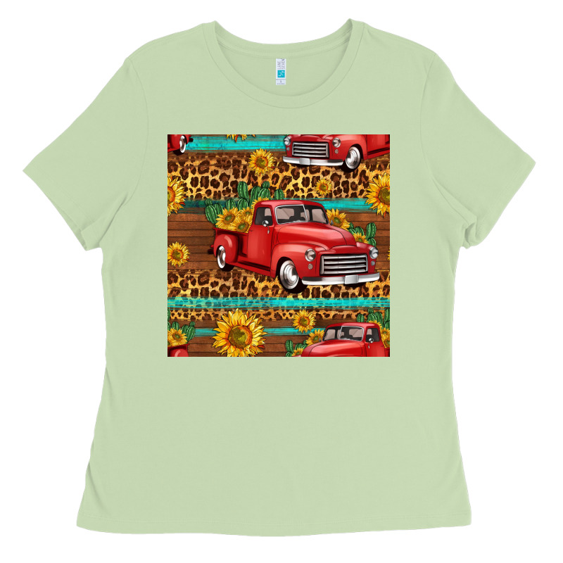 Western Farm Truck Seamless Pattern Ladies Tee by HRA Design Shop | Teevron