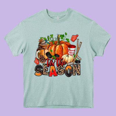 Fall And  Hockey  Tis The Season Heavy Core Tee Designed By Adodesignshop