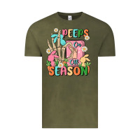 Vintage Olive peeps season mode on Vintage Tee - MaliasSmallBusiness