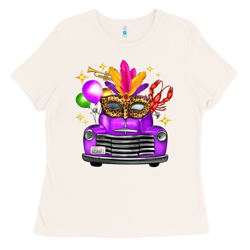 Mardi Gras Truck Leopard Mask Ladies Tee by FaDigitalArtStudio | Teevron