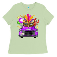 Matcha mardi gras truck leopard mask Ladies Tee - FaDigitalArtStudio