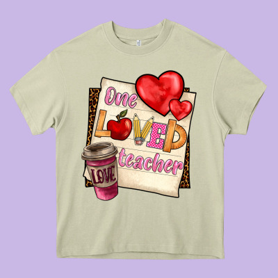 One Loved Teacher Heavy Core Tee Designed By Barkaloodesign