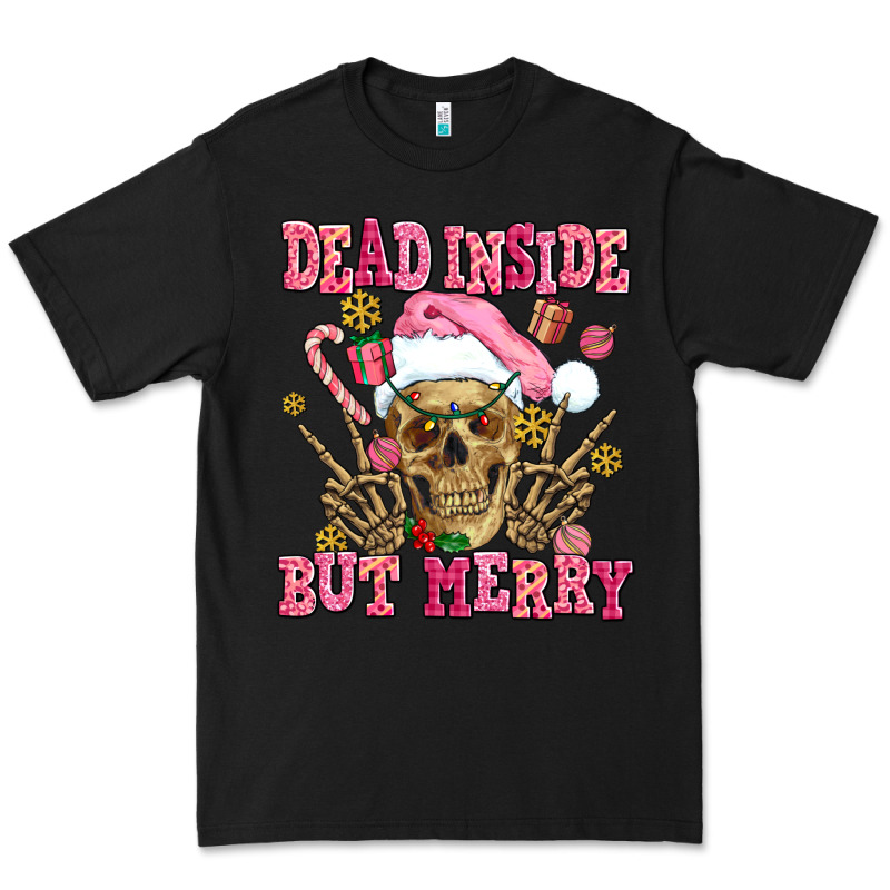 Dead Inside But Merry  Pink Christmas Skeleton Premium Tee by AdoDesignShop | Teevron