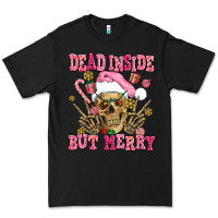 Black dead inside but merry  pink christmas skeleton Premium Tee - AdoDesignShop
