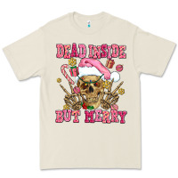 Bone dead inside but merry  pink christmas skeleton Premium Tee - AdoDesignShop