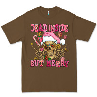 Cacao dead inside but merry  pink christmas skeleton Premium Tee - AdoDesignShop