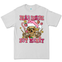 Dove Grey dead inside but merry  pink christmas skeleton Premium Tee - AdoDesignShop