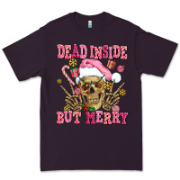 Plum dead inside but merry  pink christmas skeleton Premium Tee - AdoDesignShop