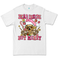 White dead inside but merry  pink christmas skeleton Premium Tee - AdoDesignShop