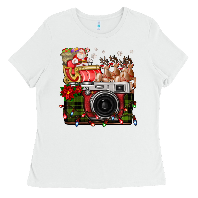 Christmas Santa Vintage Camera Ladies Tee by FaDigitalArtStudio | Teevron
