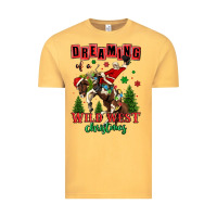 Vintage Mustard dreaming of a wild west christmas cowboy santa Vintage Tee - MaliasSmallBusiness