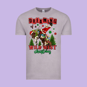 Dreaming Of A Wild West Christmas Cowboy Santa Vintage Tee Designed By Maliassmallbusiness