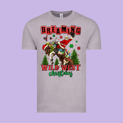 Dreaming Of A Wild West Christmas Cowboy Santa Vintage Tee Designed By Maliassmallbusiness