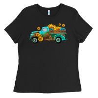 Black farm truck with sunflower Ladies Tee - HRA Design Shop