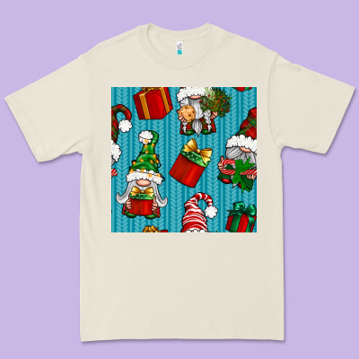 Christmas Gnomes And Gift Box Seamless Pattern Premium Tee Designed By Bundleandbundleshop