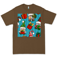Cacao christmas gnomes and gift box seamless pattern Premium Tee - BundleAndBundleShop