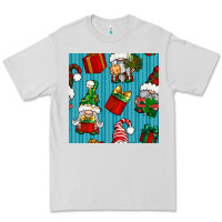 Dove Grey christmas gnomes and gift box seamless pattern Premium Tee - BundleAndBundleShop