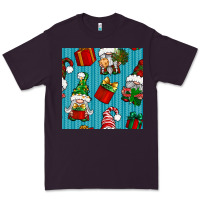Plum christmas gnomes and gift box seamless pattern Premium Tee - BundleAndBundleShop
