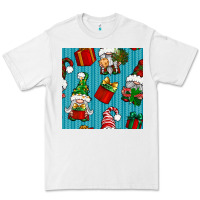 White christmas gnomes and gift box seamless pattern Premium Tee - BundleAndBundleShop