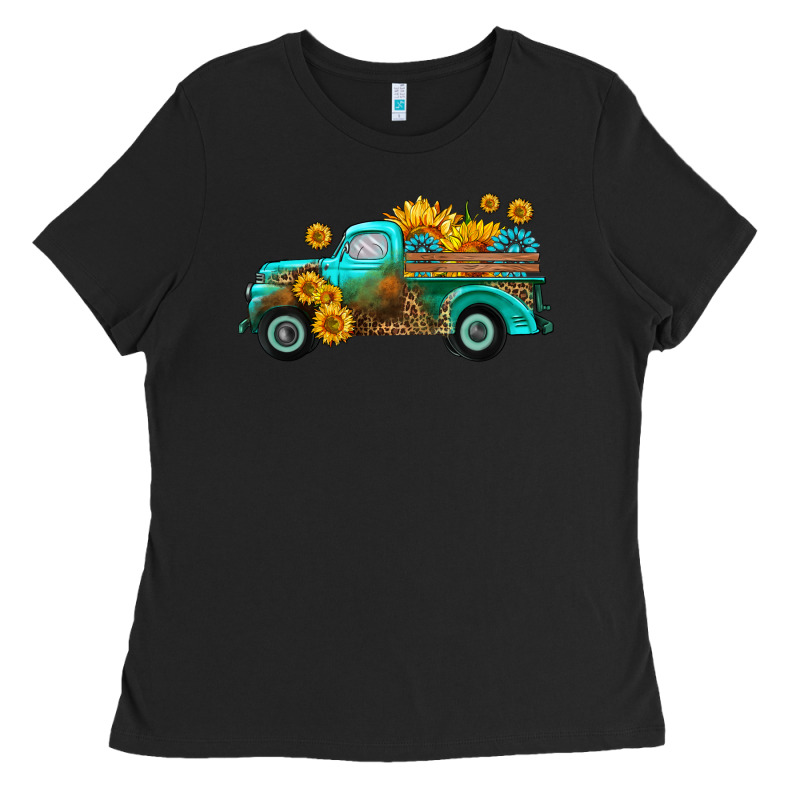 Farm Truck With Sunflower Ladies Tee by HRA Design Shop | Teevron