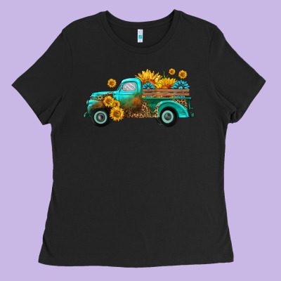 Farm Truck With Sunflower Ladies Tee Designed By Hra Design Shop