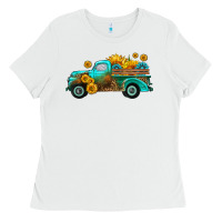 White farm truck with sunflower Ladies Tee - HRA Design Shop
