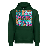 Forest Green nail art hands and polish with turquoise leopard and glitter seamless  Urban Hoodie - BundleAndBundleShop