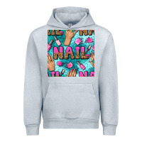 Heather Grey nail art hands and polish with turquoise leopard and glitter seamless  Urban Hoodie - BundleAndBundleShop