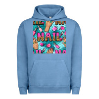 Pigment Pebble Blue nail art hands and polish with turquoise leopard and glitter seamless  Urban Hoodie - BundleAndBundleShop