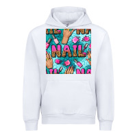 White nail art hands and polish with turquoise leopard and glitter seamless  Urban Hoodie - BundleAndBundleShop
