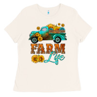 Bone farm truck  farm life with sunflower Ladies Tee - HRA Design Shop