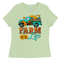 Matcha farm truck  farm life with sunflower Ladies Tee - HRA Design Shop