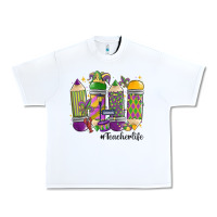 White mardi gras teacher life Urban Heavy Tee - MaliasSmallBusiness