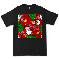 Black christmas snowman and trees seamless pattern Premium Tee - BundleAndBundleShop
