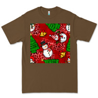 Cacao christmas snowman and trees seamless pattern Premium Tee - BundleAndBundleShop