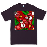 Plum christmas snowman and trees seamless pattern Premium Tee - BundleAndBundleShop
