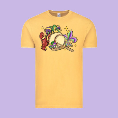 Mardi Gras Baseball Vintage Tee Designed By Maliassmallbusiness