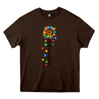 Chocolate Brown autism mama sunflower black Heavy Core Tee - JahusDesignShop