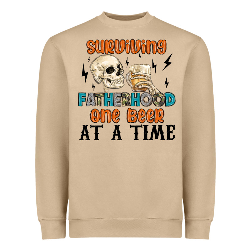 Surviving Fatherhood One Beer At A Time Heavyweight Sweatshirt by MaliasSmallBusiness | Teevron