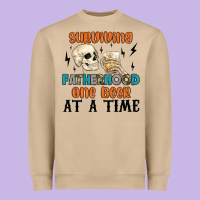 Surviving Fatherhood One Beer At A Time Heavyweight Sweatshirt Designed By Maliassmallbusiness
