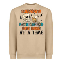 Mushroom surviving fatherhood one beer at a time Heavyweight Sweatshirt - MaliasSmallBusiness